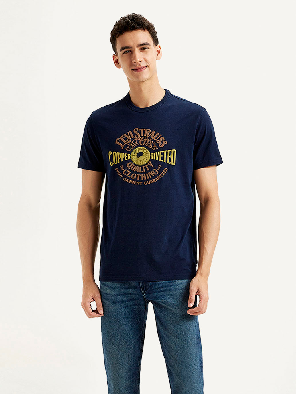 Men's Typographic Print Slim Fit T-shirt - Front View