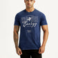 Men's Graphic Print Dark Blue Crew Neck T-shirt - Front View