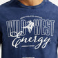 Men's Graphic Print Dark Blue Crew Neck T-shirt - Detail View