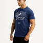 Men's Graphic Print Dark Blue Crew Neck T-shirt - Side View