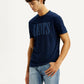 Men's Brand Logo Navy Crew Neck T-shirt - Styleshot View