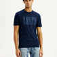 Men's Brand Logo Navy Crew Neck T-shirt - Front View