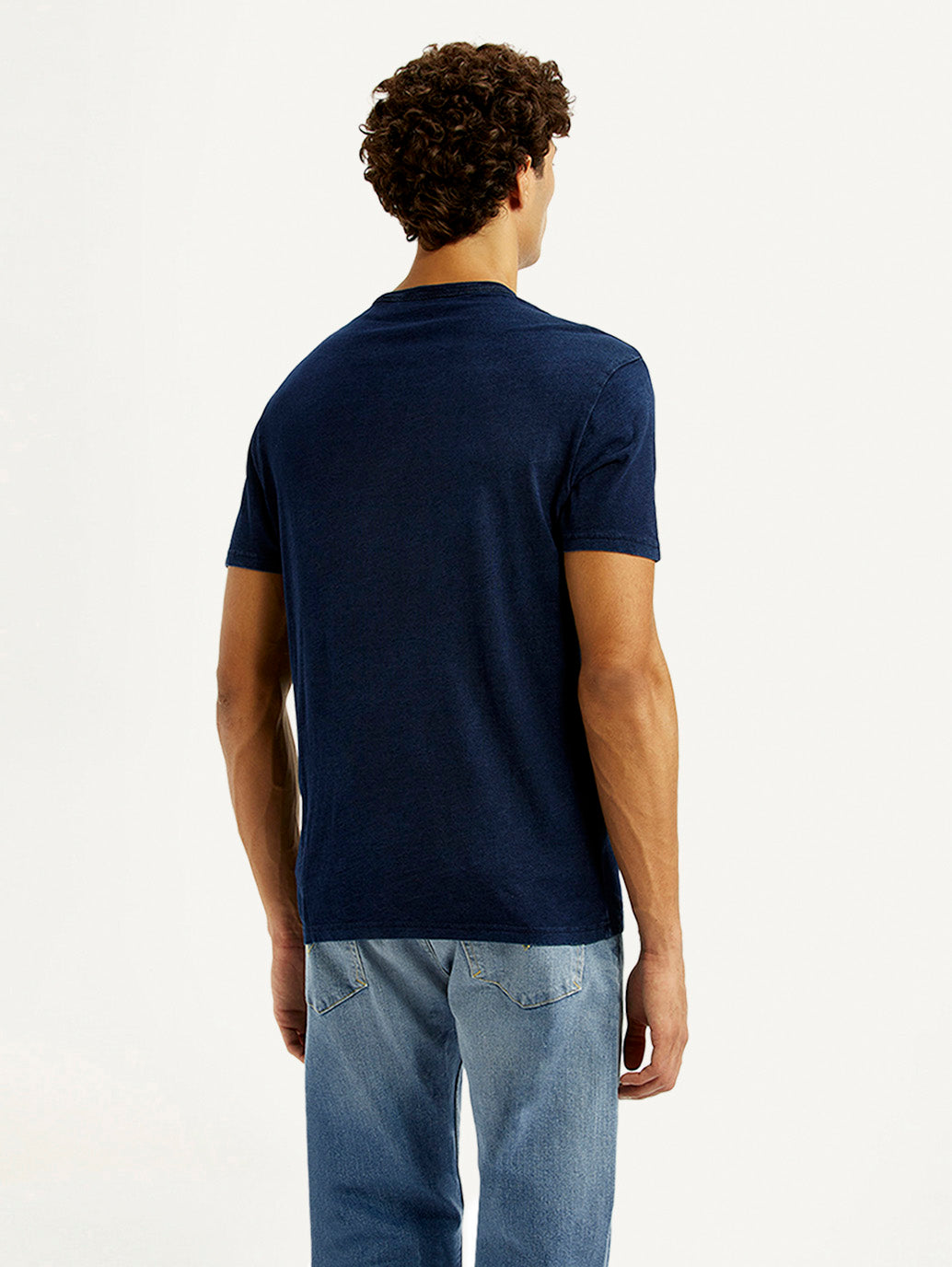 Men's Brand Logo Navy Crew Neck T-shirt - Back View