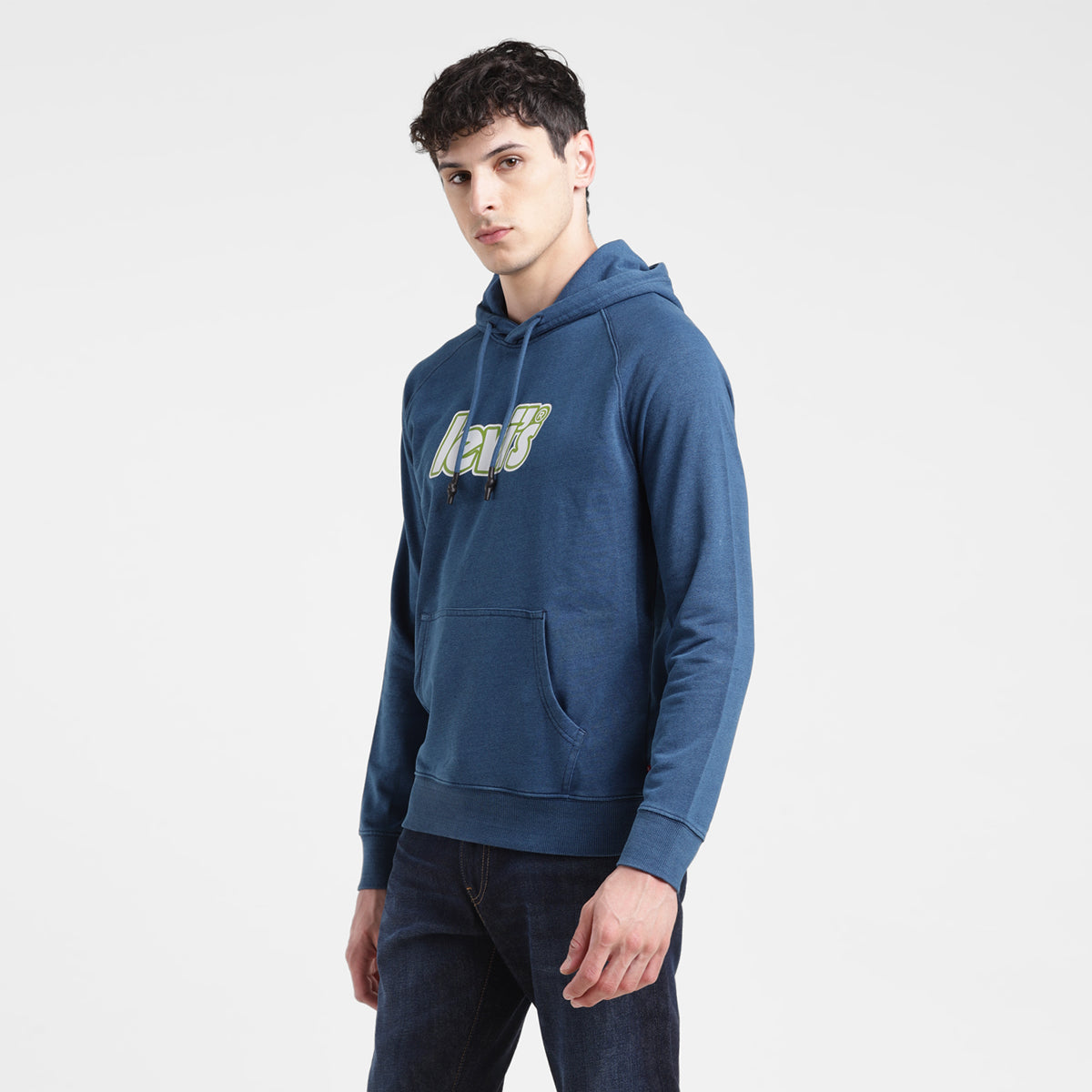 Men's Solid Blue Hooded Sweatshirt