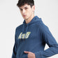 Men's Solid Blue Hooded Sweatshirt - 20details View