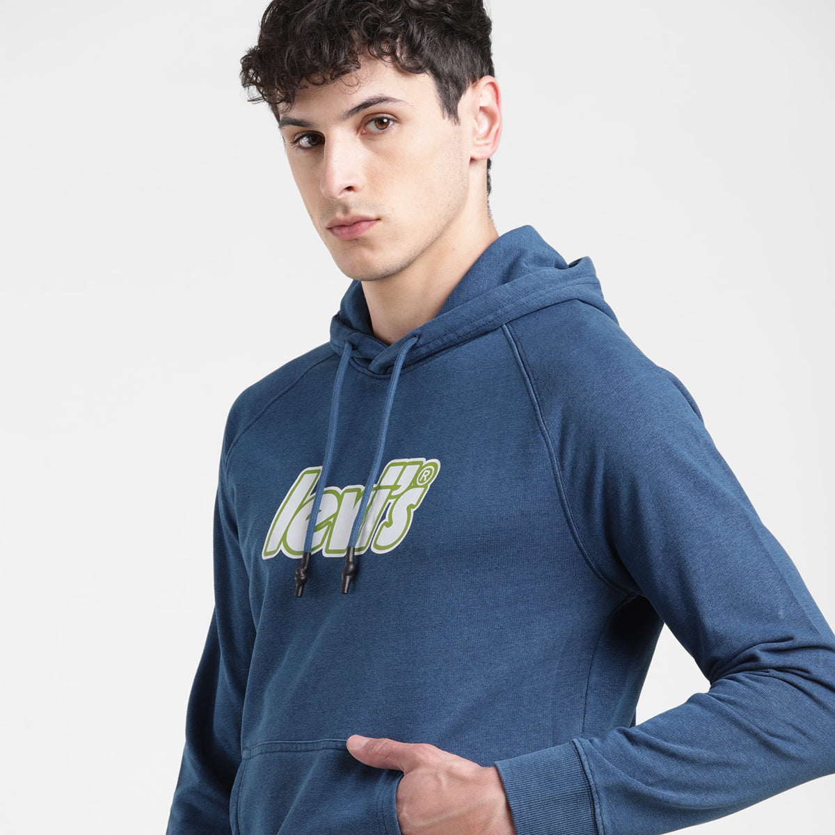 Men's Solid Blue Hooded Sweatshirt