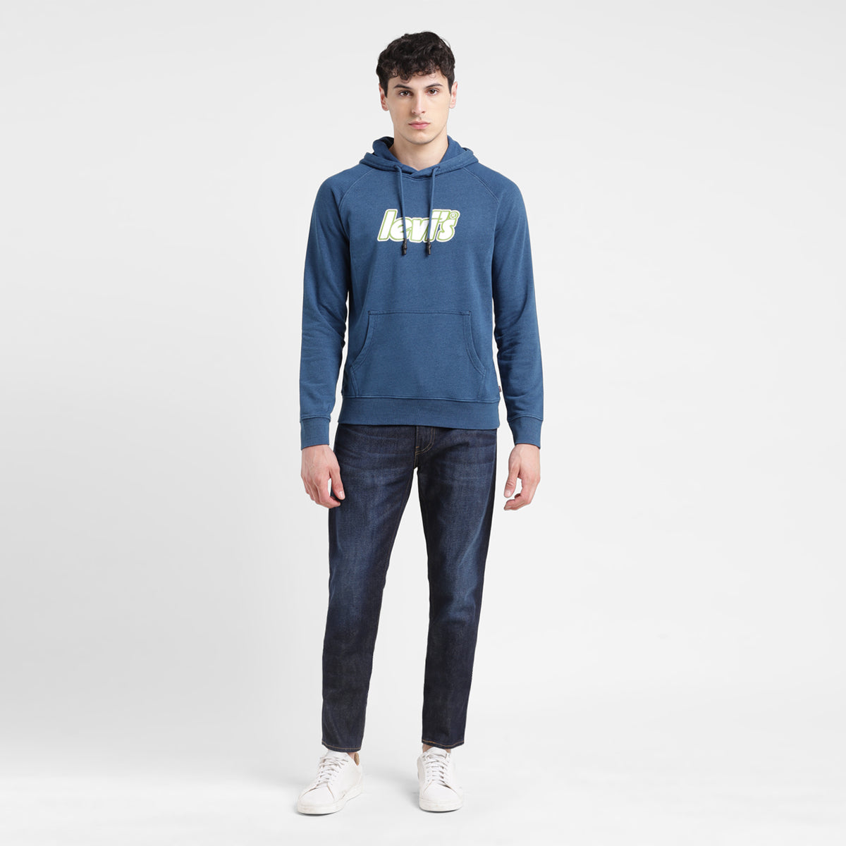 Men's Solid Blue Hooded Sweatshirt