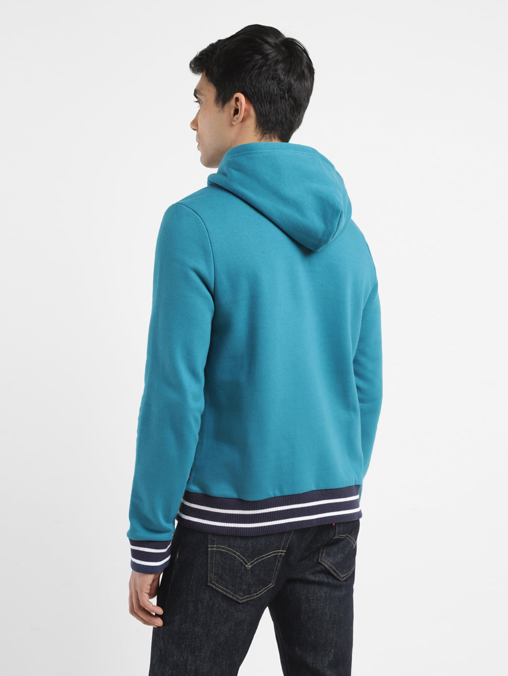 Men's Solid Blue Hooded Sweatshirt