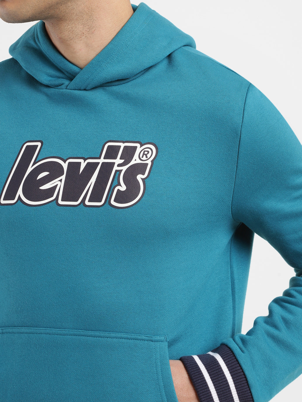 Men's Solid Blue Hooded Sweatshirt