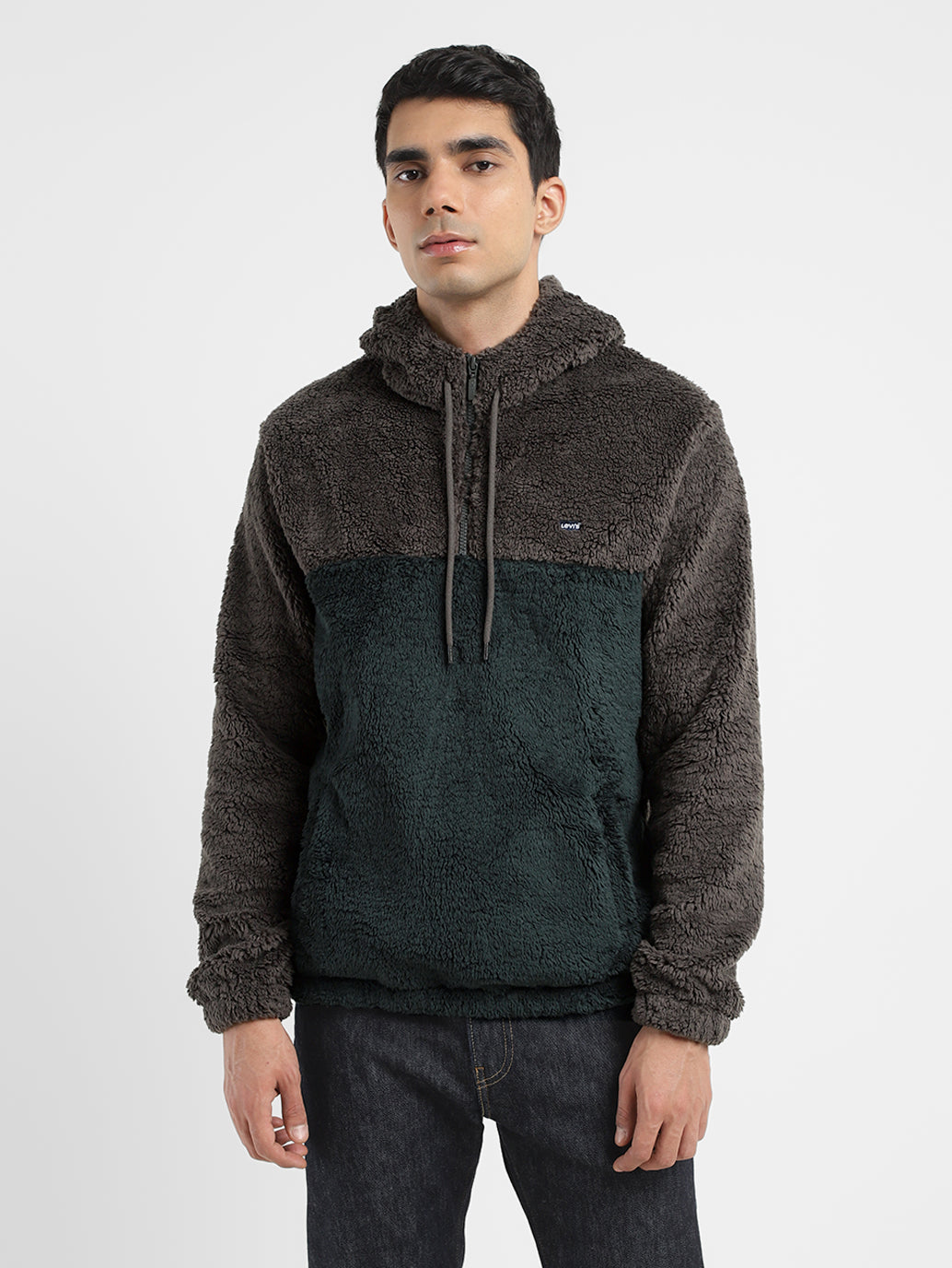 Men's Solid Grey Hooded Sweatshirt