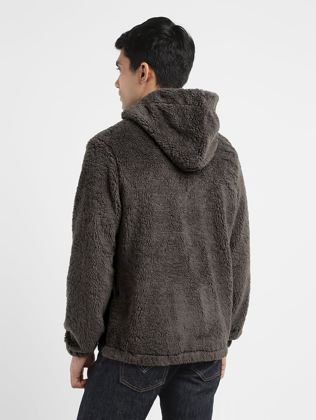 Men's Solid Grey Hooded Sweatshirt