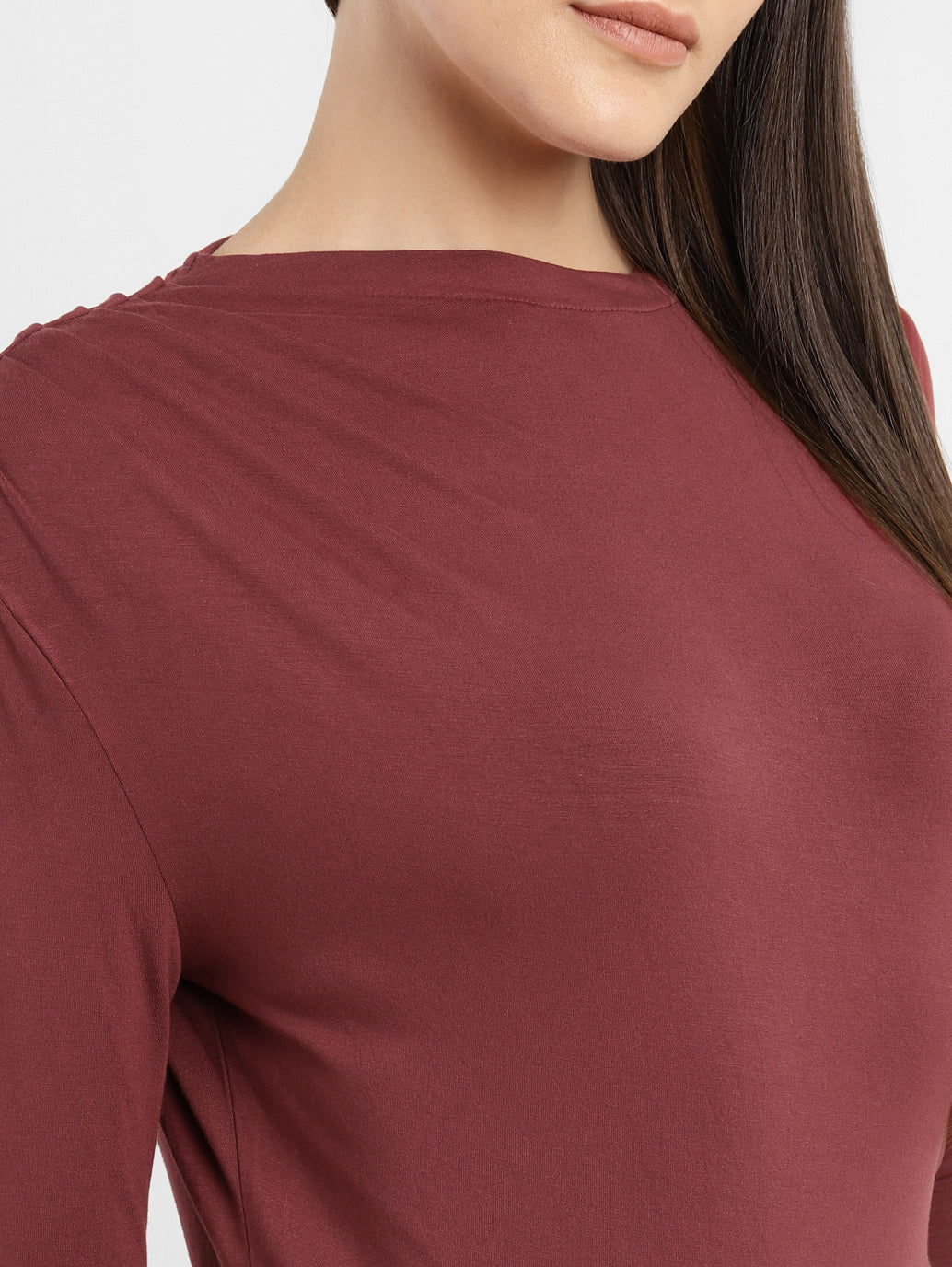 Women's Solid Asymmetrical Neck Top