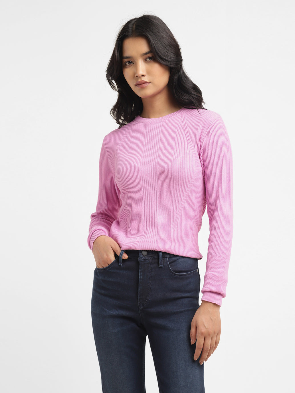 Pink round outlet neck jumper