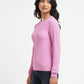 Women's Self Design Pink Crew Neck Sweater