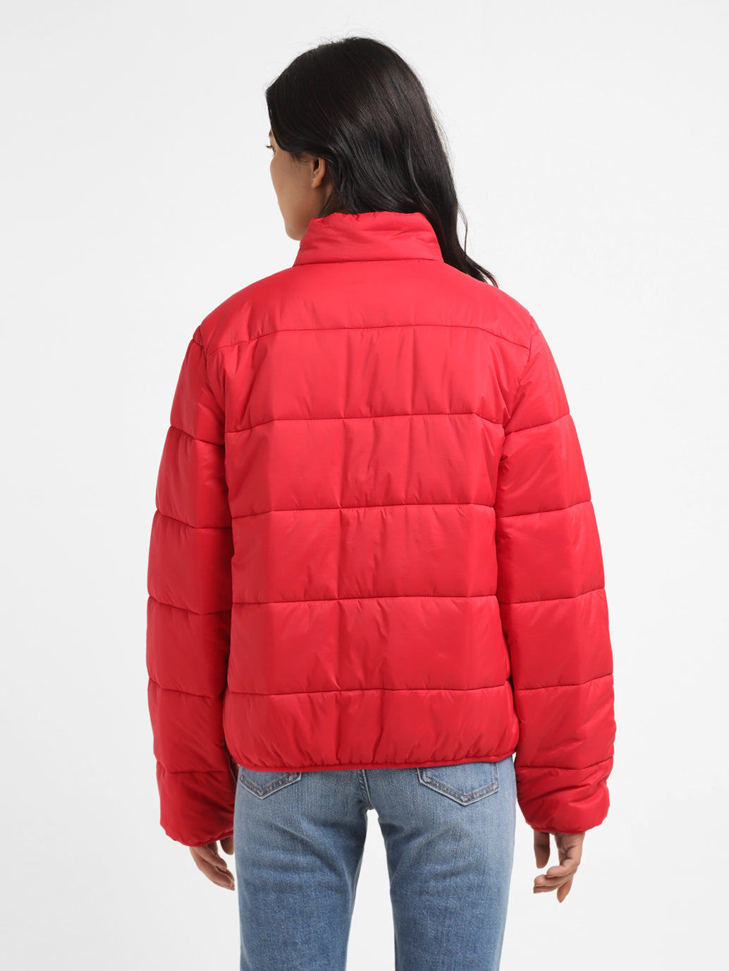 Women's Solid Red High Neck Jacket – Levis India Store