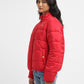 Women's Solid Red High Neck Jacket