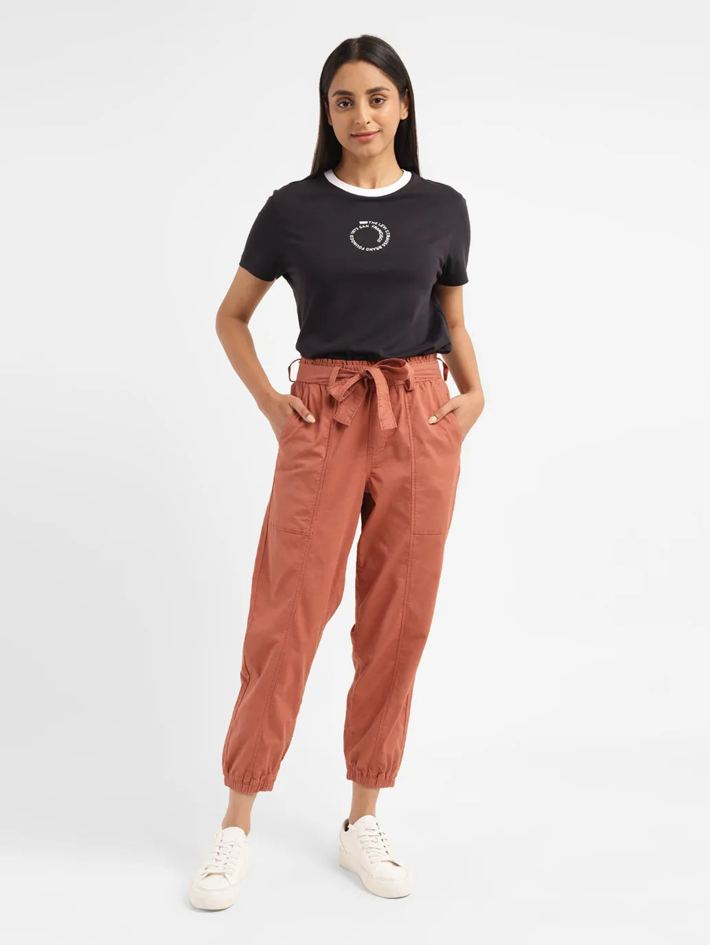 Women's High Rise Rust Regular Fit Joggers