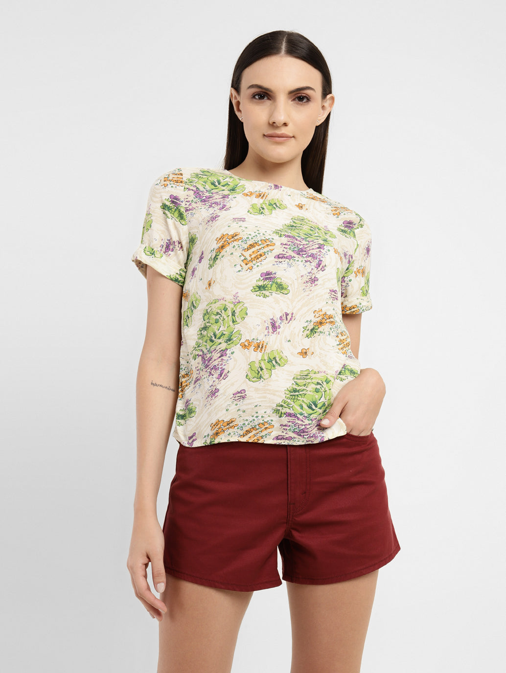 Women's Floral Round Neck Top