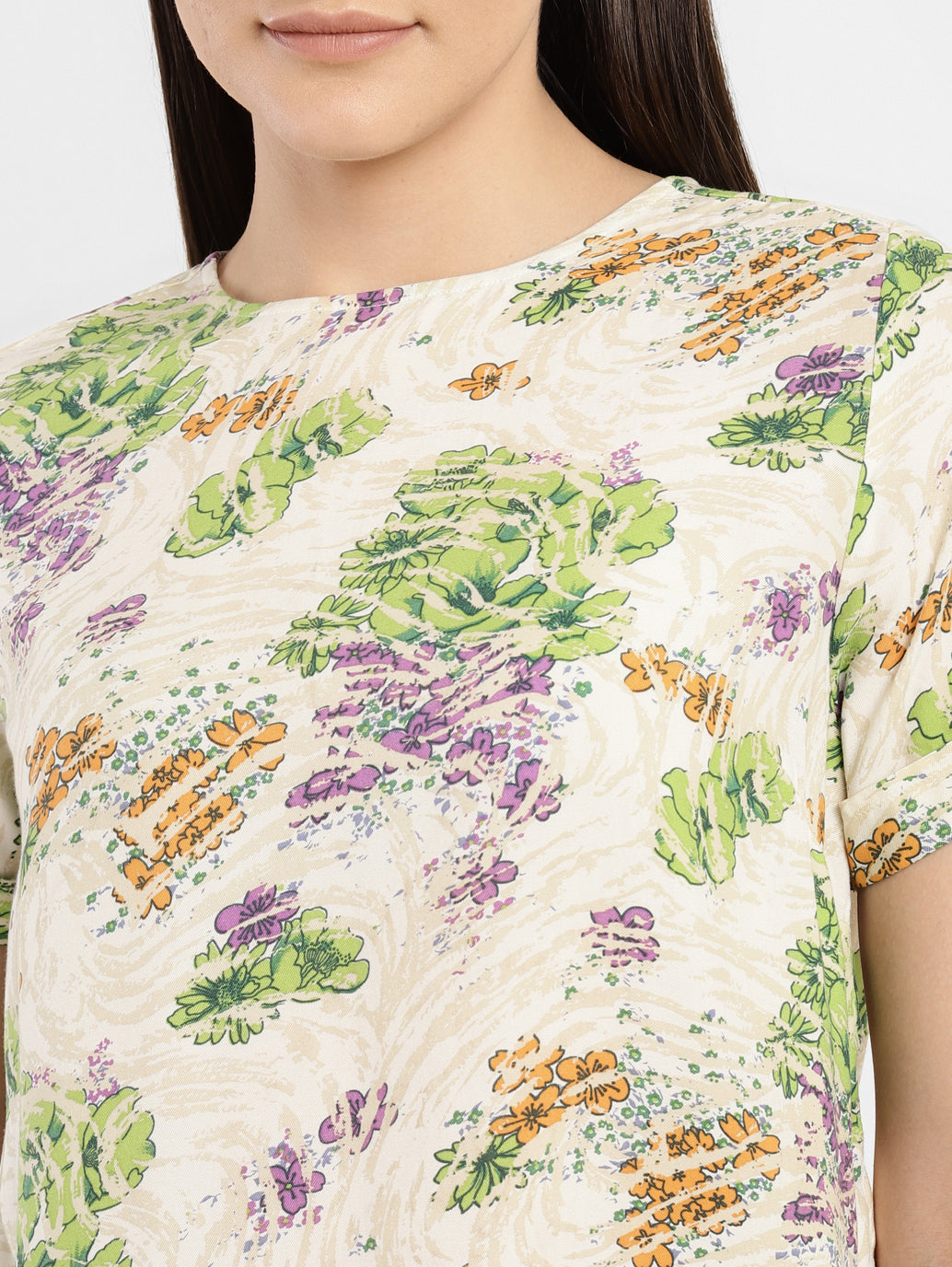 Women's Floral Round Neck Top