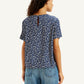 Women's Geometric Print Navy Round Neck Top