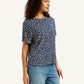 Women's Geometric Print Navy Round Neck Top