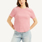 Women's Textured Pink Round Neck Top - f4b15697-01aa-4a0b-9245-95a5e49c4fd7 View