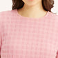 Women's Textured Pink Round Neck Top - a466acd7-3cbc-4725-b610-f16310a9107a View