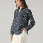 Women's Floral Regular Fit Collar Neck Top - Side View