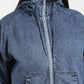 Women's Solid Blue Hooded Jacket