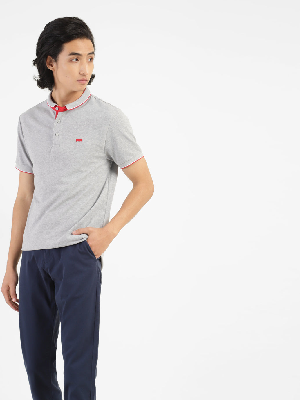 Men's Solid Polo T-shirt Grey