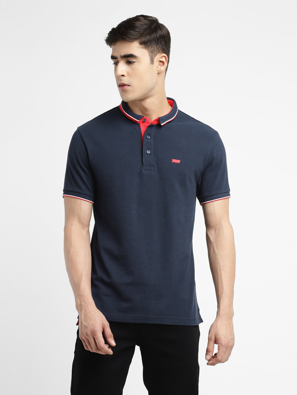 Men's Solid Polo T-shirt Navy