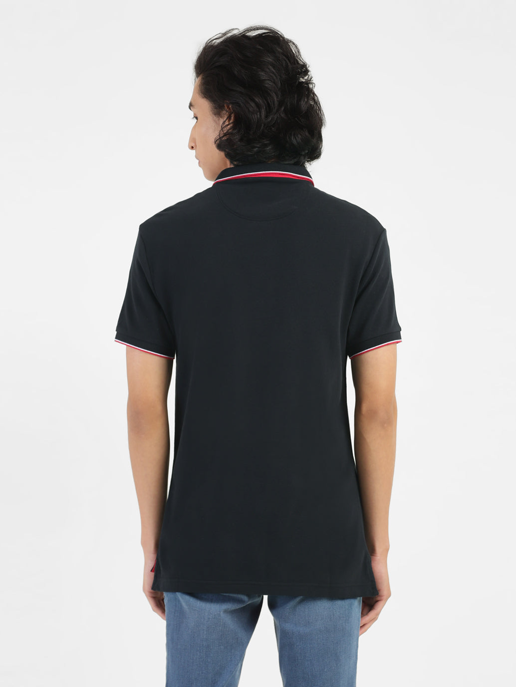 Men's Black Polo Collar T-Shirt - baab498d-ef70-4608-b3cb-0e97bdc52dc7 View