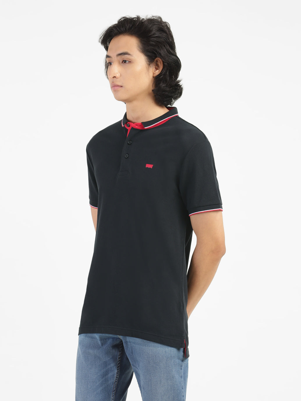 Men's Black Polo Collar T-Shirt