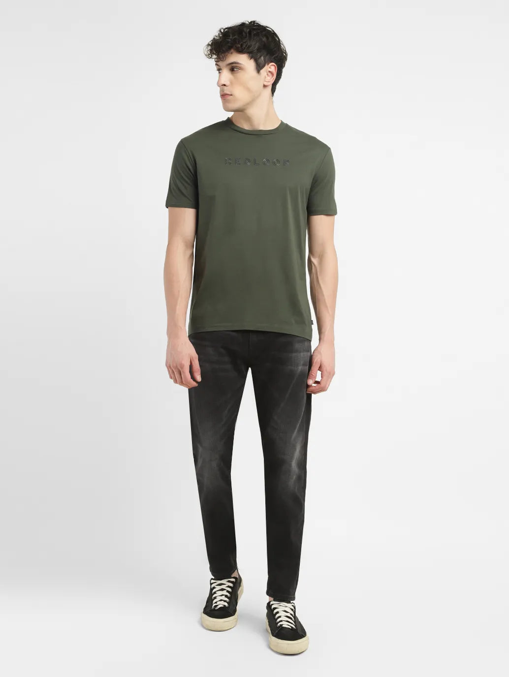 Men's Redloop Typographic Print Slim Fit T-shirt