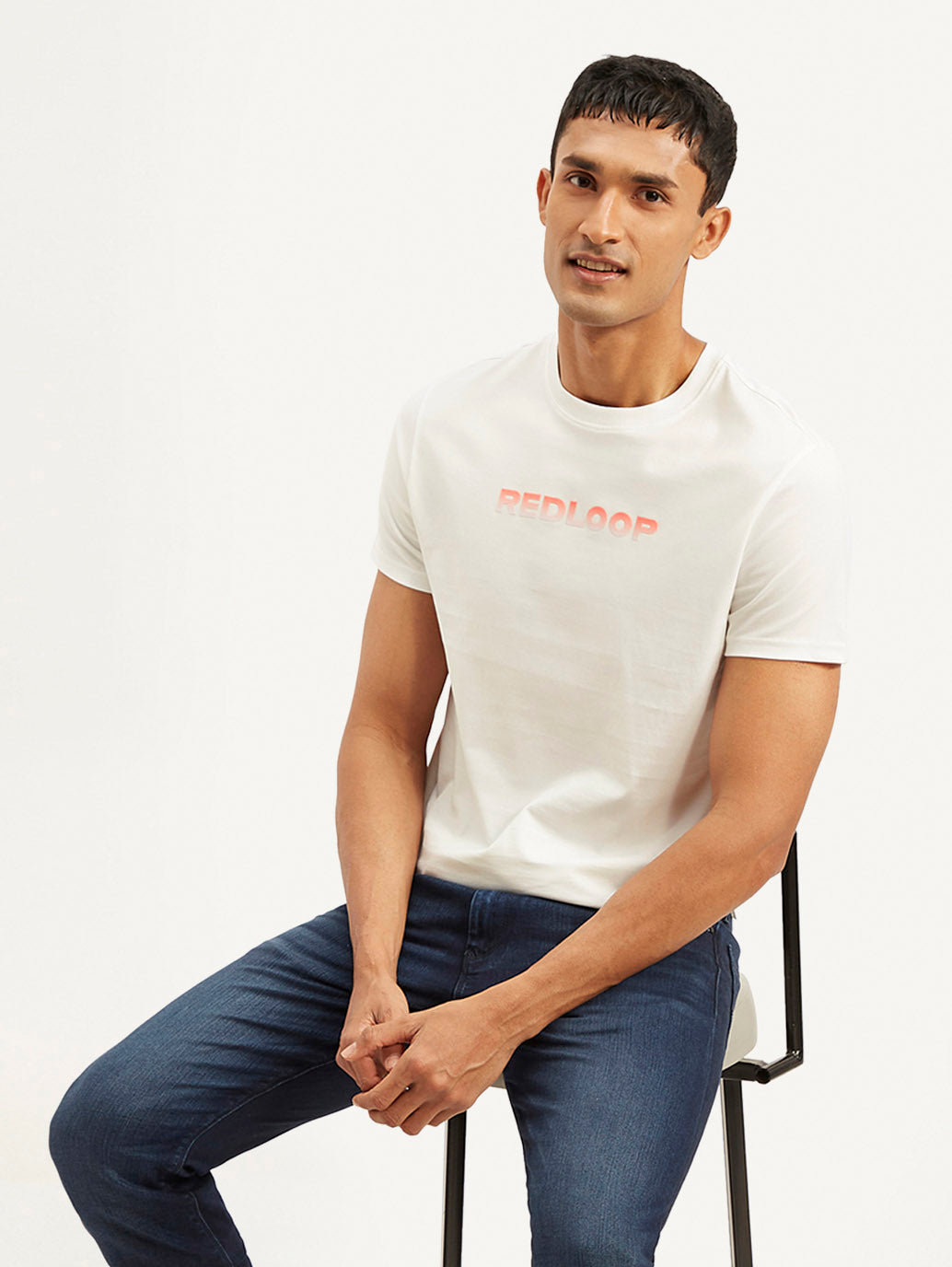 Men's Redloop Typographic Print Slim Fit T-shirt