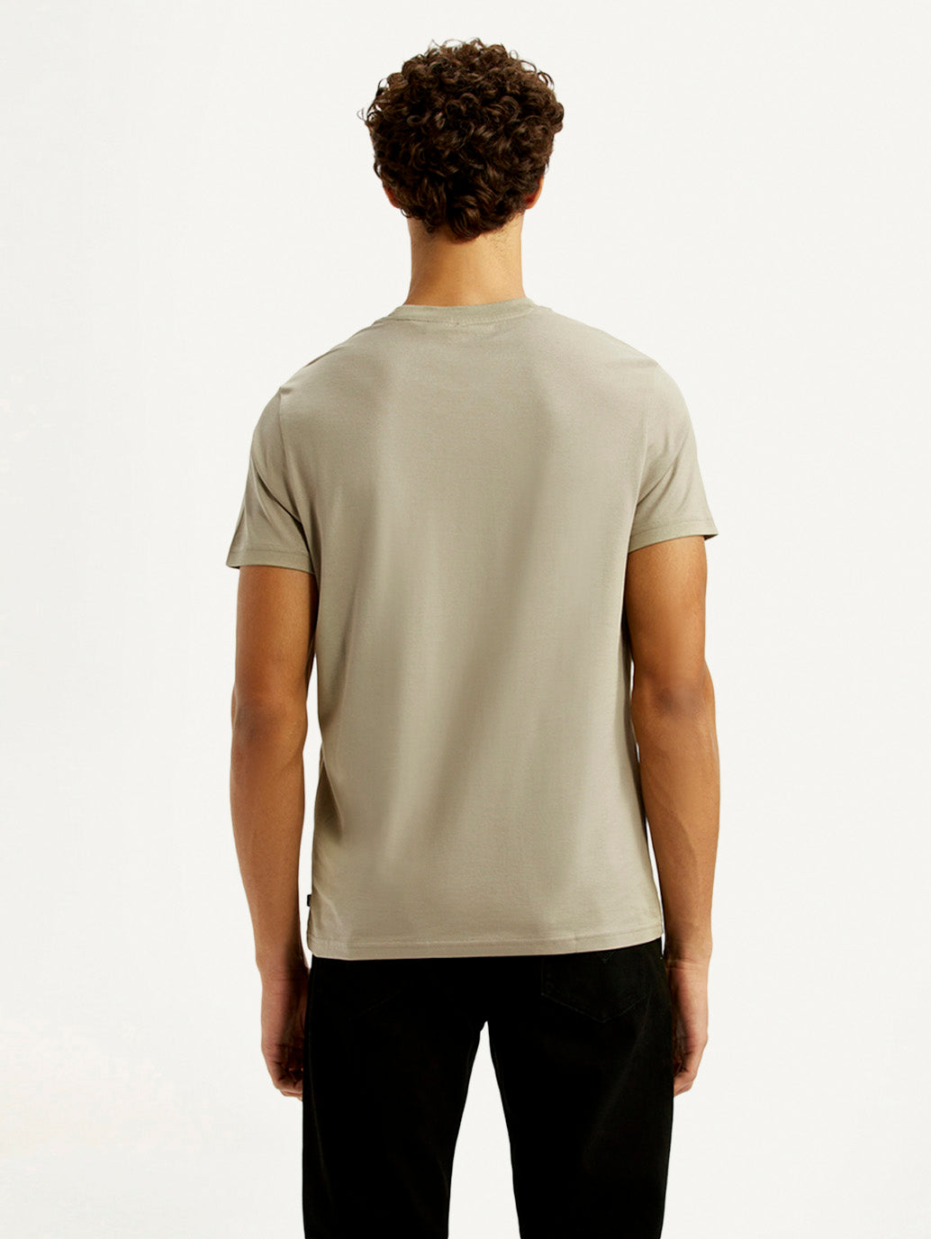 Men's Redloop Typography Beige Slim Fit T-shirt - Back View