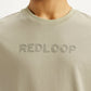 Men's Redloop Typography Beige Slim Fit T-shirt - Detail View