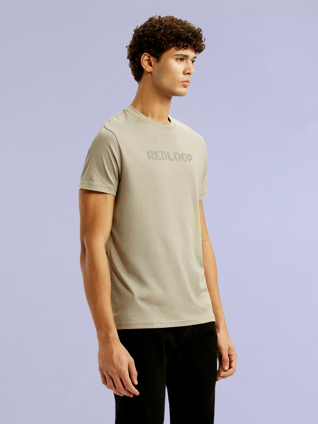 Men's Redloop Typography Beige Slim Fit T-shirt - 31c5a124-9f75-45bc-bda1-e94789eab7ff View
