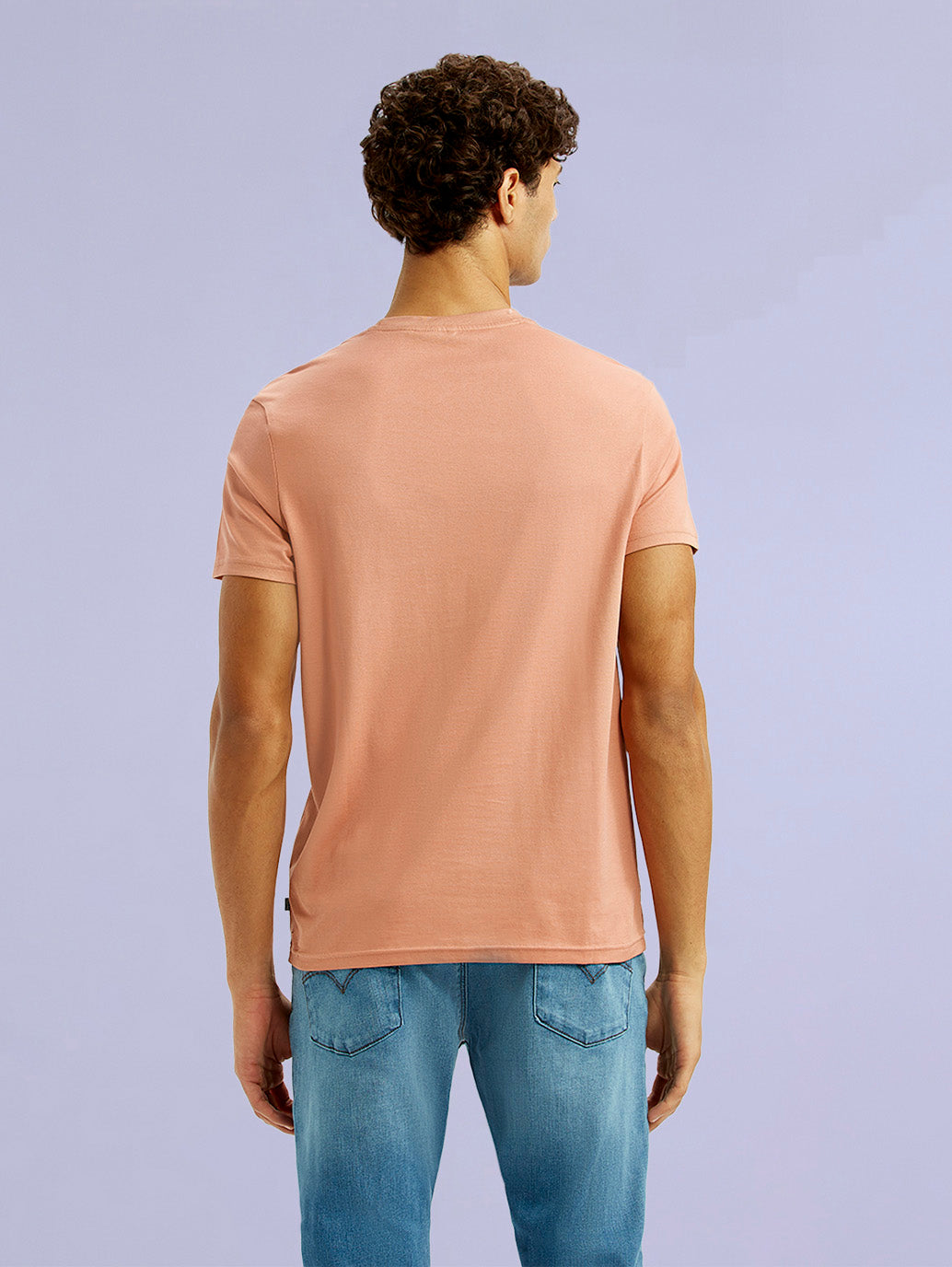 Men's Redloop Typography Peach Slim Fit T-shirt - 67e32933-c0f7-4210-b415-1c5c2952342e View