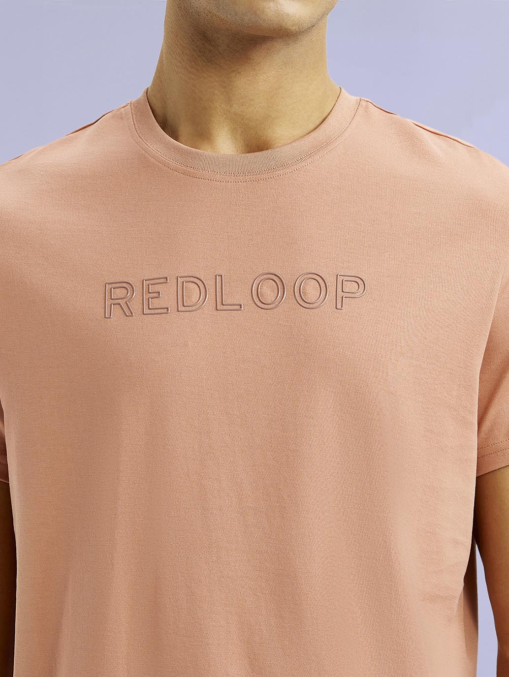 Men's Redloop Typography Peach Slim Fit T-shirt - b7a21675-bd5d-49db-9d04-df9fe11145fa View