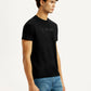 Men's Redloop Typography Black Slim Fit T-shirt - Side View