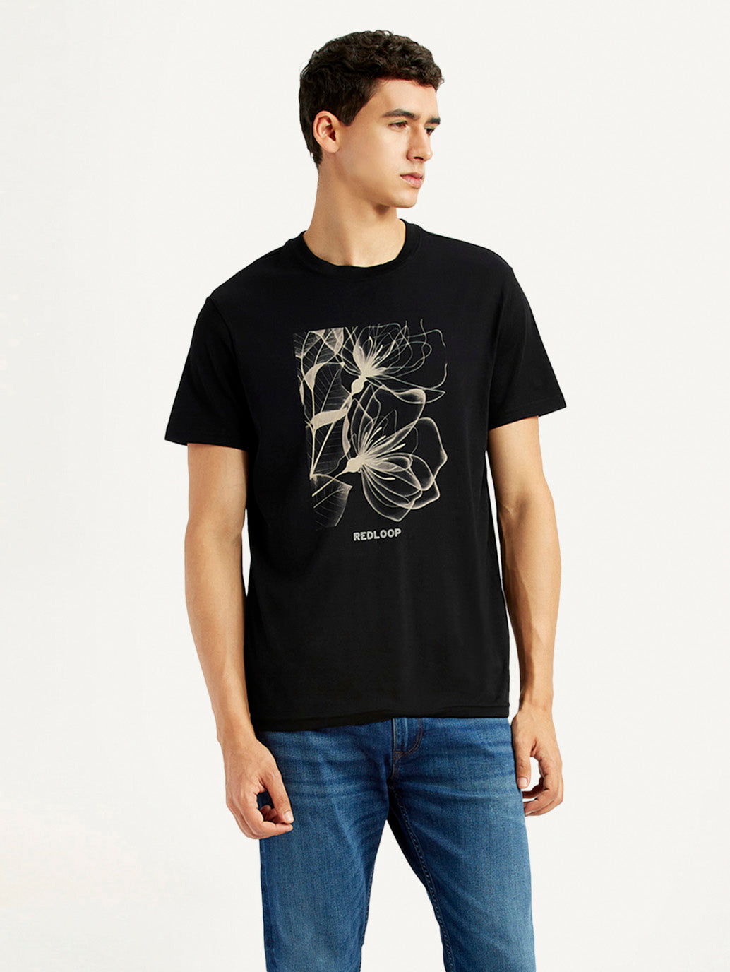 Men's Graphic Print Black Slim Fit T-shirt - Styleshot View