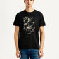 Men's Graphic Print Black Slim Fit T-shirt - Front View