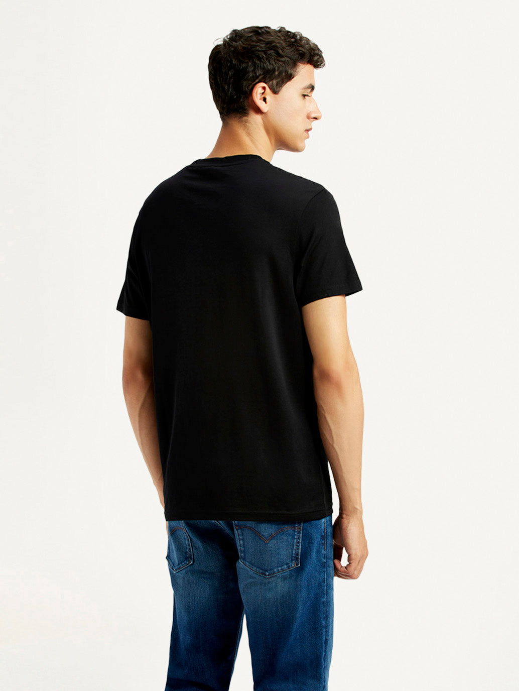 Men's Graphic Print Black Slim Fit T-shirt - Back View