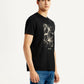 Men's Graphic Print Black Slim Fit T-shirt - Side View