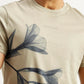 Men's Floral Beige Slim Fit T-shirt - Detail View