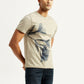 Men's Floral Beige Slim Fit T-shirt - Side View