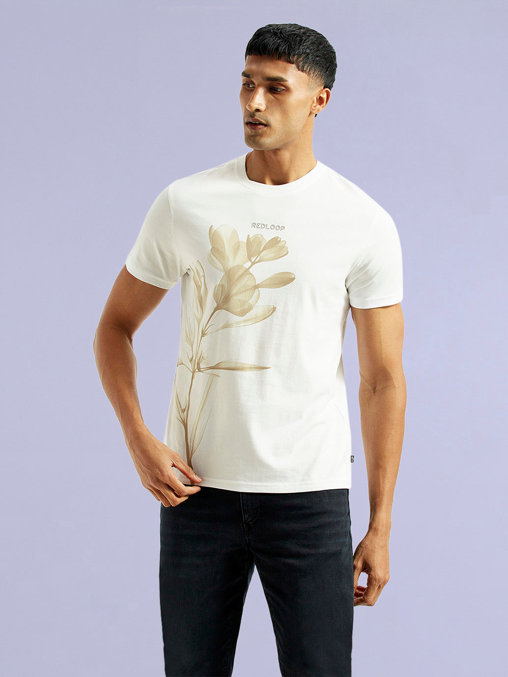 Men's Redloop Floral White Slim Fit T-shirt - b7d2711c-e069-44f9-8c38-8e64a427885c View
