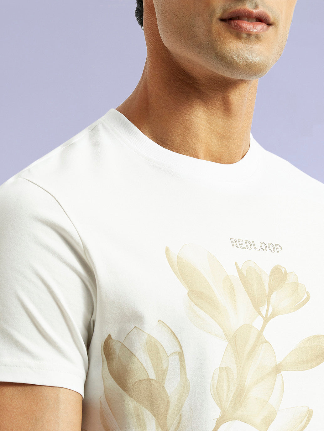 Men's Redloop Floral White Slim Fit T-shirt - 04b0fe13-2299-4645-8ca1-d8fdb41e3db8 View