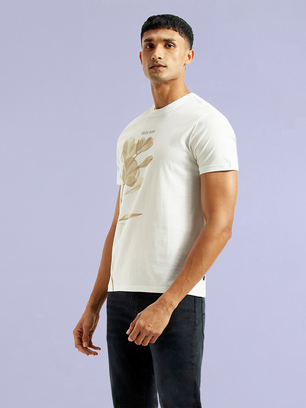 Men's Redloop Floral White Slim Fit T-shirt - 4170578c-dc10-4c9f-bb64-9007db440d94 View